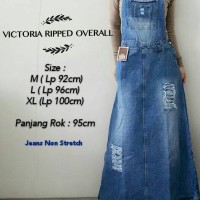 Jual Long dress jeans victoria ripped overall, sobekan tidak tembus! Murah