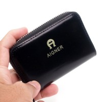 DOMPET KARTU WANITA KECIL PASAR KULIT IMPORT | AIGNER 2020 BLACK