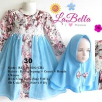 Baju Muslim/Gamis Anak Labella (Usia 7 - 11th) SB102-CR1 Biru No.30