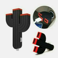 Jual Charger Mobil 3 USB bentuk kaktus unik lucu cas HP mobil 3 colokan Murah
