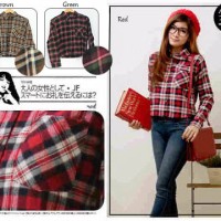 Jual KEMEJA FLANEL CEWEK KOTAK CROP JANGKIS TARTAN SHIRT KEREN Murah