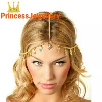 Jual Hijab Accecories Metal Gold Plated Head Chain Hair Jewellery Pearl Murah