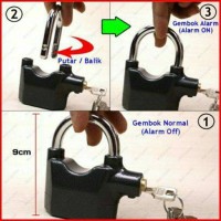GEMBOK ALARM 12 CM / GEMBOK ALARM PENGAMAN KENDARAAN DAN RUMAH