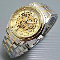 Jual Jam Tangan Rolex Tali Rantai Pria Cowok Skeleton Diamond Murah Kombi Murah
