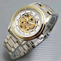 Jual Jam Tangan Rolex Tali Rantai Pria Cowok Skeleton Diamond Murah Kombi Murah