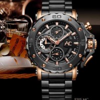 Jam Tangan Alexandre Christie AC 9205 Black Rosegold Original