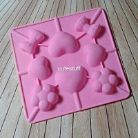 Jual cetakan silikon es loli coklat permen berbentuk bunga pita hati Murah