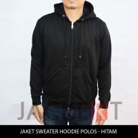 Jual Jaket/Sweater Hoodie Hitam Polos (Zipper) Murah