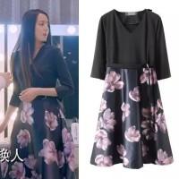 20899 BAJU V NECK MIDI DRESS PREMIUM BUTIK BLOSSOM FLORAL BANGKOK ZARA