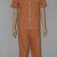 baju tidur/piyama dewasa motif stripe/garis celana panjang coklat