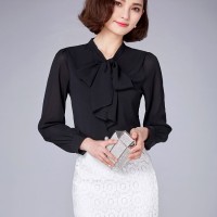 23403 BAJU SOPAN DASI PITA GAUL TRENDY BOW TIE CHIFFON WANITA KOREA