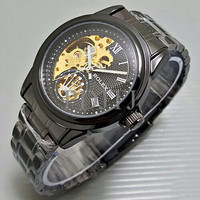 Jam Tangan Pria / Cowok Rolex Skeleton Half Rantai K0L8