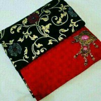 Jual KAIN PRADA MOTIF KEMBANG EMAS DAN EMBOS MERAH/BATIK ORI PEKALONGAN Murah