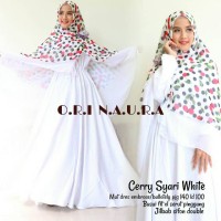 gamis putih cherry syari / 3 warna / gamis cantik