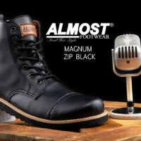 SEPATU PRIA ALMOST MAGNUM HITAM ORIGINAL HANDMADE