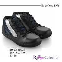 Sepatu Kets Anak Sekolah SD Sneakers Bertali Hitam Laki Perempuan