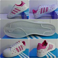 Sepatu Adidas Super Star Ladies Putih Motif Pink Grade Ori