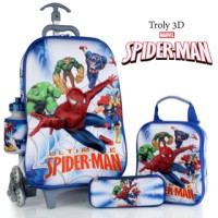 Jual Tas Trolley Spiderman 3D 4 in 1 Set Murah