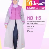 Gamis Nibras Cantik Busana Muslim NB 115 Cardigan Abu