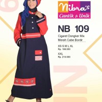Gamis Nibras NB 108 Cigaret Dongker mix Merah