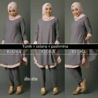 kioka set baju wanita / baju warna pastel / baju tunik