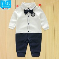 Jual romper bayi baby boy collage putih biru dasi Murah