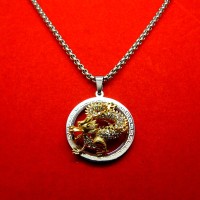 Jual Kalung Titanium + Liontin Platinum Naga Murah