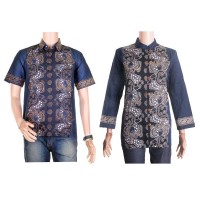 baju pasangan atau baju couple batik blus lengan panjang SBR02 biru