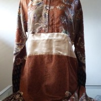 Gamis Batik Perempuan Motif Meander Cokelat Ukuran XL