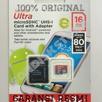 Jual SanDisk Ultra MicroSD / SDHC 16 GB Speed 80MB/s Class 10 With Adaptor Murah