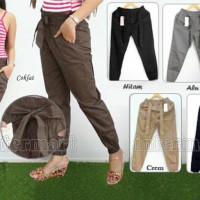 Jual Celana Joger Pita Katun Poplin Wanita, Jogger Pants Cotton Stretch Murah