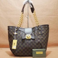 TAS WANITA LOUIS VUITTON DAMIER LV ANNIE BESAR ELEGAN BER MERK COFFE