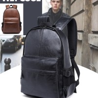 Jual Backpack Tas Ransel WET COOL Tas Laptop Tablet Tas Kulit Coklat Hitam Murah