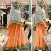 Raisha baju wanita, gamis wanita warna orange, baju muslim wanita