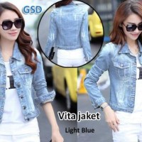 Jual jaket vita light blue/jaket wanita/baju perempuan/jaket jeans cewek Murah