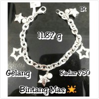 Gelang Rantai Emas Putih kadar 75% - Model Bintang