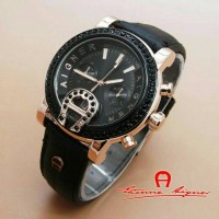 Jam tangan Aigner tali hitam Gold diamond