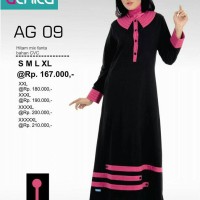 Gamis Alnita AG-09 Hitam Baju Muslim Bahan Kaos CVC