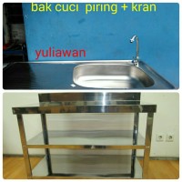 Jual bak cuci piring + kran dan meja stainless Murah