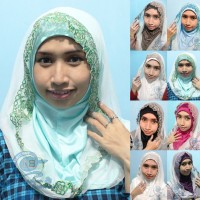 Hijab / Jilbab Instan Hoodie Pesta - Hijau