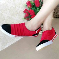 Jual Sepatu Kets Cewek Sneaker Red Strape Murah