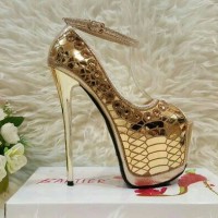 Jual Sepatu high heels/Sepatu pesta/Pump shoes Import # Gold Murah