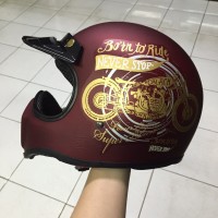 Helm Cakil Born to Ride Merah Maroon / Helm Cakil HBC / Helm Cakil SNI