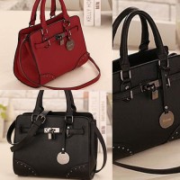 tas bonia formal merah hitam import