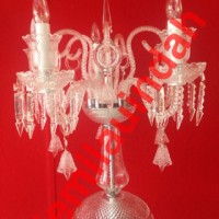 LAMPU HIAS STANDING LILIN CHANDELIER PENDANT CRYSTAL BOHLAM FITTING WH