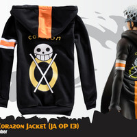 Jaket Anime One Piece Trafalgar Law Corazon Jacket Hoodie (JA OP 13)