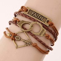 Jual Gelang Korea Multicharm Brown Bow & Arrow Murah