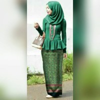 MISS BATIKA HIJAU set hijab gamis syari batik kebaya