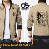 Jual SNK Canvas Cream Jacket (Jaket Attack On Titan JA SNK 28) Murah