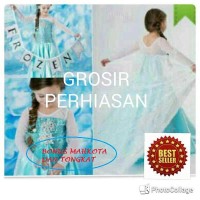 Jual Dress frozen elsa BONUS MAHKOTA DAN TONGKAT / gaun pesta anak /